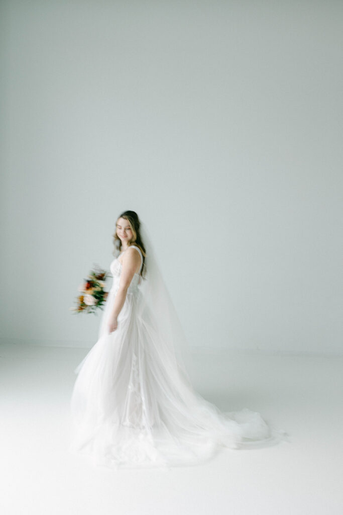 bridal portraits in a studio