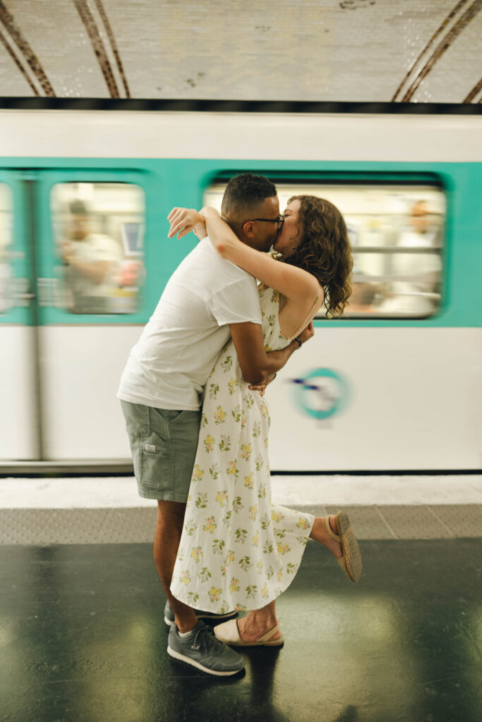 paris subway engagement shoot