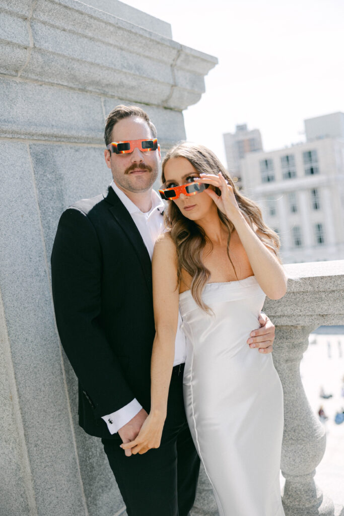 engagement session during the 2024 solar eclipse