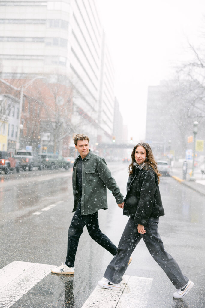 couples session in the snow