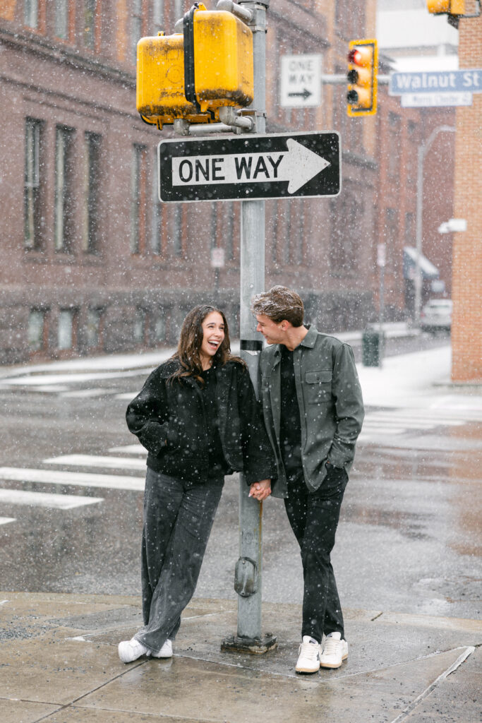 couples session in the snow