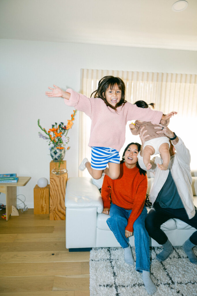 funky bright colored outfits family photoshoot