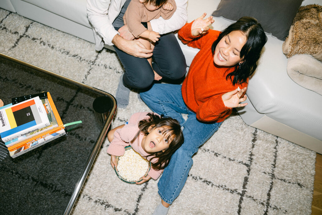 funky bright colored outfits family photoshoot